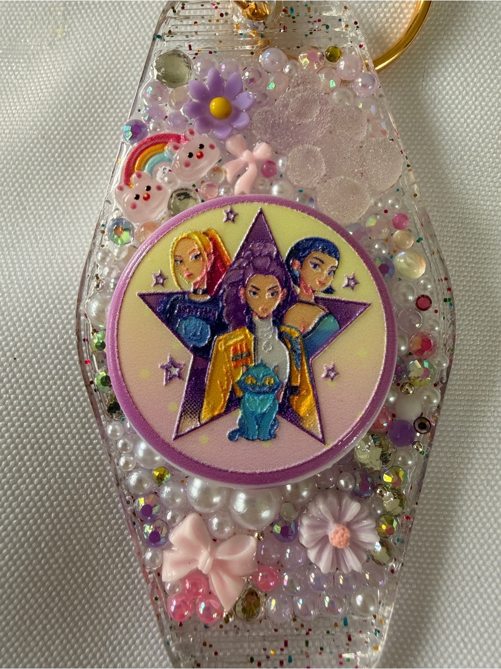 Kids Pink Sparkle K Pop Huntr/X Keychain